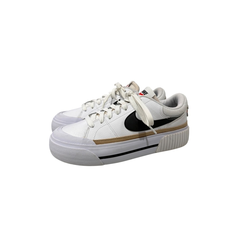 Nike Court Legacy Lift White Black Hemp Platform Sneakers DM7590-100 Womens 6